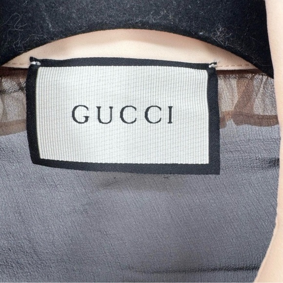 Gucci silk Sheer Black Blouse with Cream/pink  Ruffles - Picture 3 of 10